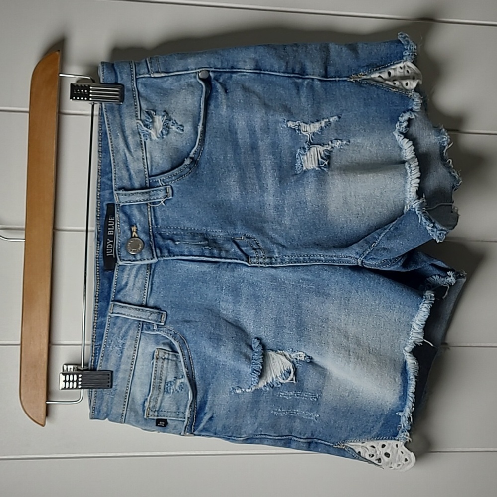 Judy Blue Shorts Womens Size 26 Denim Boho Fairy Summer Lace